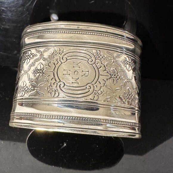 Tiffany & Co. Antique Upcycled Wide Sterling Silver Cuff Bracelet Etched 925 - Picture 4 of 11